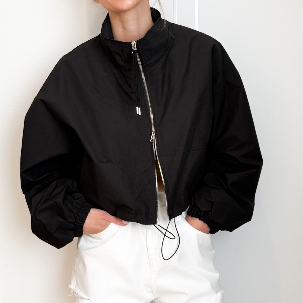 Funnel neck Oversized Zip up  Track Jacket
